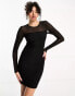 Фото #8 товара Only Tall mesh detail bodycon mini dress in black