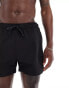 River Island seersucker swim shorts in black