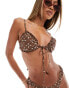 Фото #1 товара Urban Threads frilly bikini top in brown