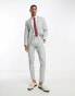 ASOS DESIGN skinny suit jacket in linen mix in gingham in blue