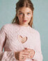 Miss Selfridge cut out heart cable knit jumper in soft pink Sanftrosa, XS - EU 32-34 - фото #2