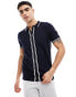 Фото #1 товара Brave Soul tipped knit polo in navy