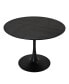 42.13" Modern Round Dining Table, Four Patchwork Tabletops With Black Solid Wood