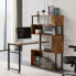 Home Office Computer Desk L-Shaped Corner Table, Rotating Computer Table With 5-Tier Bookshelf