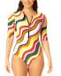 Фото #1 товара Anne Cole Half Sleeve Front Zip One-Piece Women's 14