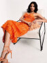 Фото #1 товара ASOS DESIGN cami textured lace midi dress in orange