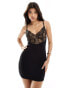 ASOS DESIGN strappy mini dress with lace trim in black Черный, M - EU 40-42 - фото #1