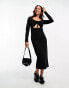 Фото #1 товара Pieces exclusive ruched front cut out midi dress in black