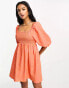 Nobody's Child Petite Kylie gingham mini dress in orange and pink Orangefarbenes Karomuster, 44 - фото #2