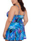 Plus Size Abstract-Print Bow-Front Swim Dress, Created for Macy's