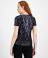 Фото #2 товара Petite Iridescent Sequined Short-Sleeve Top