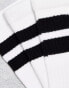 Weekday 3-pack stripe sport socks in white with black stripe