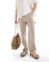 Фото #1 товара Jack & Jones wide fit linen mix carpenter trouser in beige