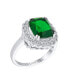 ფოტო #3 პროდუქტის Fashion Rectangle Large Solitaire CZ Pave Green Emerald Cut Art Deco Style 10CT Cocktail Statement Ring For Women