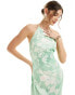 Vero Moda high neck maxi dress in green watercolour floral Wasserfarbe, L - EU 40 - фото #3