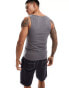 ASOS DESIGN 2 pack muscle vests in light blue and charcoal