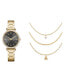 ფოტო #1 პროდუქტის Women's Analog Shiny Gold-Tone Metal Bracelet Watch 33mm 4 Pieces Necklace Gift Set