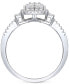 ფოტო #4 პროდუქტის Diamond Baguette & Round Cluster Ring (1/3 ct. t.w.) in Sterling Silver