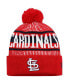 Men's Red St. Louis Cardinals Striped Cuffed Knit Hat with Pom