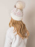 Фото #3 товара Женская вязаная шапка с подворотом и помпоном белая с узором Factory Price