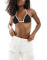 Фото #1 товара Stradivarius triangle bikini top with contrast piping co-ord in black