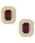 ფოტო #3 პროდუქტის Garnet (2-1/2 ct. t.w.) and Diamond (3/4 ct. t.w.) Halo Stud Earrings in 14K Yellow Gold