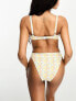 Фото #2 товара Peek & Beau Exclusive scoop high leg bikini bottom in retro flower print