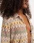 South Beach co-ord oversized beach shirt in embroidered multi print