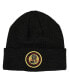 Men's Woven Embroidered Logo Patch Marled Acrylic Yarn Knitted Cuffed Beanie Hat for Men