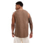 ASOS DESIGN relaxed textured vest in brown with neck detail