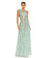 Women's Sequined One Shoulder Flutter Sleeve A Line Gown