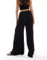 JDY loose fit texture trouser with layered side split in black Черный, XS - EU 34 - фото #2