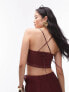 Topshop co-ord plisse cowl cropped cami in maroon