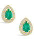 ფოტო #3 პროდუქტის Emerald (3/4 Ct. t.w.) and Diamond (3/8 Ct. t.w.) Halo Stud Earrings