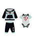 ფოტო #2 პროდუქტის Baby Boy Hooded Top, Bodysuit, and Pant Set