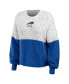 ფოტო #2 პროდუქტის Women's White, Royal Buffalo Bills Lightweight Modest Crop Color-Block Pullover Sweater