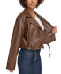 Фото #3 товара Women's Cropped Belted Moto Jacket