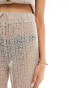 Фото #3 товара Object crochet lace tie waist beach trouser co-ord in cream