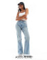 Фото #2 товара ASOS DESIGN Petite mid rise flare jeans in light blue