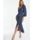 ფოტო #2 პროდუქტის Women's Long Sleeve Belted Wrap Midi Dress