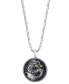 ფოტო #1 პროდუქტის EFFY® Men's Black Sapphire (7/8 ct. t.w.) & Ruby (1/20 ct. t.w.) Dragon Disc 22" Pendant Necklace in Sterling Silver