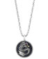 Фото #1 товара EFFY® Men's Black Sapphire (7/8 ct. t.w.) & Ruby (1/20 ct. t.w.) Dragon Disc 22" Pendant Necklace in Sterling Silver