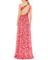 Mac Duggal Printed One-Shoulder Cutout High-Low Gown Women's Pink 12