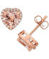 ფოტო #1 პროდუქტის Morganite (1-1/5 ct. t.w.) & Diamond (1/6 ct. t.w.) Heart Halo Stud Earrings in 14k Rose Gold