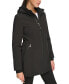 Womens Petite Hooded Faux-Fur-Lined Anorak Raincoat