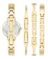ფოტო #3 პროდუქტის Women's Gold-Tone Alloy Bangle with Pink Enamel Fashion Watch 33.5mm and Bracelet Set