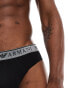 Emporio Armani – Bodywear – 2er-Pack Slips in Schwarz und Weiß mit Logo-Bund