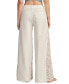 Women's High Rise Floral-Inset Palazzo Jeans