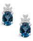 London Topaz (3-1/5 ct. t.w.) and Diamond (1/5 ct. t.w.) Stud Earrings in 14K White Gold