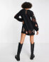 Фото #2 товара ASOS DESIGN long sleeve mini smock dress with cross stitch embroidery in black